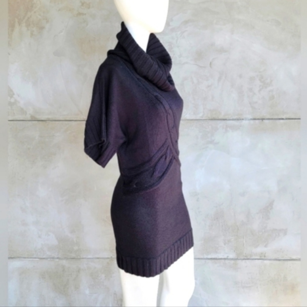 NWOT Bebe Oversize Cowl Neck Short Sleeve Sweater Dress Tunic Sz S